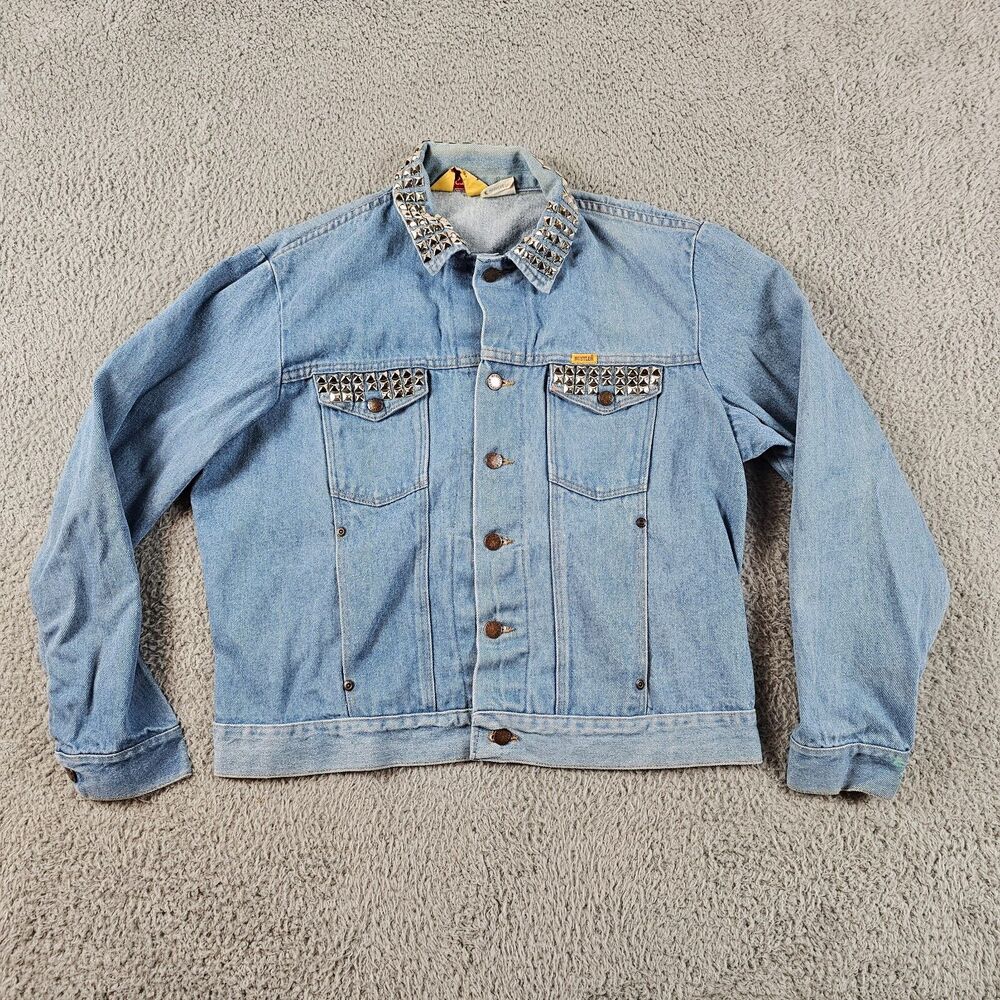 Vintage Rustler Denim Jacket Mens Large Trucker Distressed 70s USA Made Punk